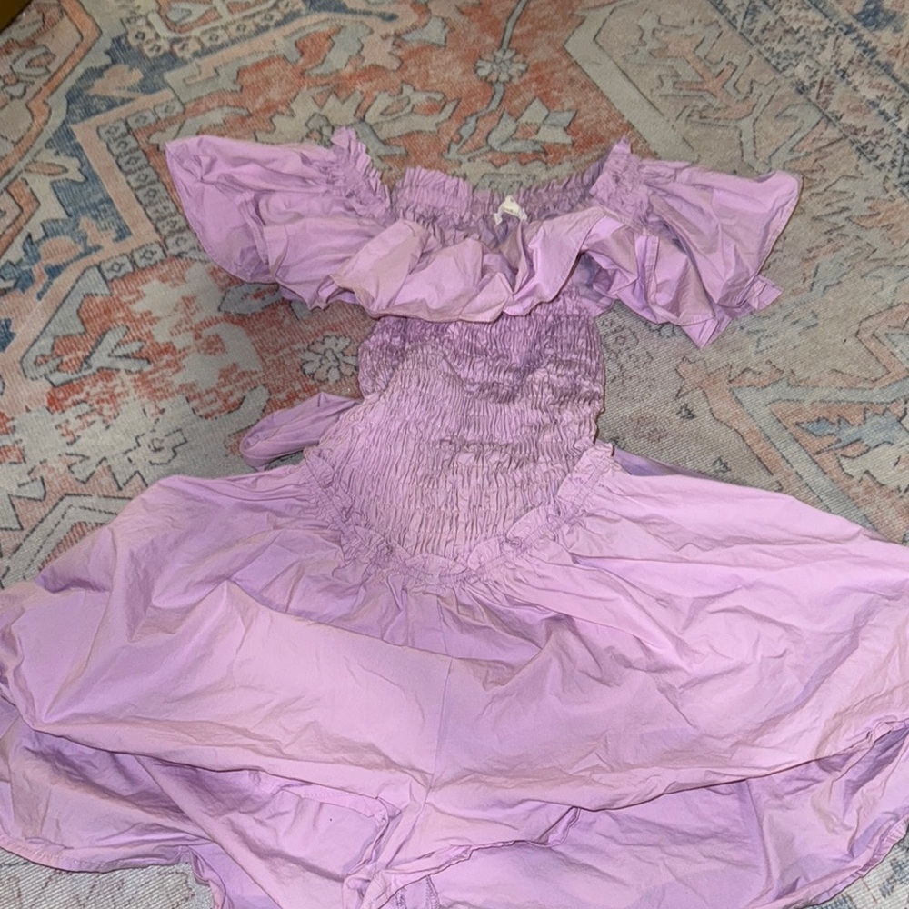 Lavender Off-Shoulder Romper Open Back